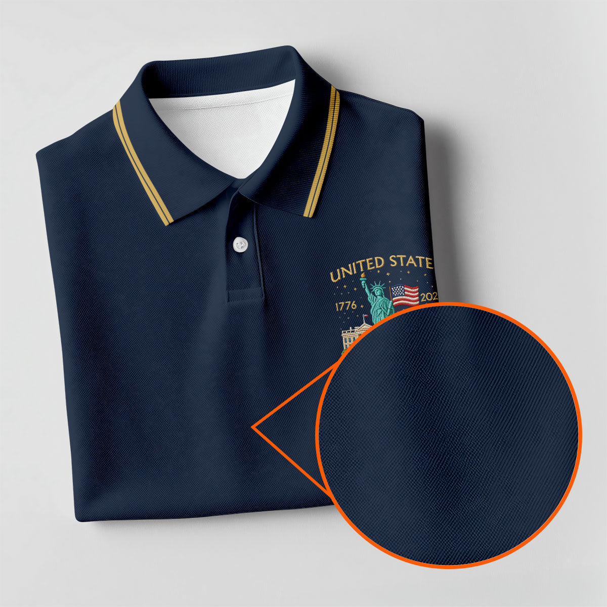American Symbols Navy Patriotic Golf Shirt, US 250 Years 4th Of July Golf Shirt For Women