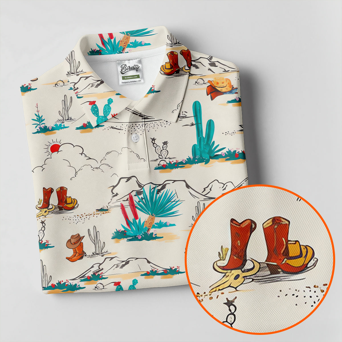 Western Desert Cowboy Boots Pattern Golf Shirt, Women’s Golf Polo, Ladies Golf Tops