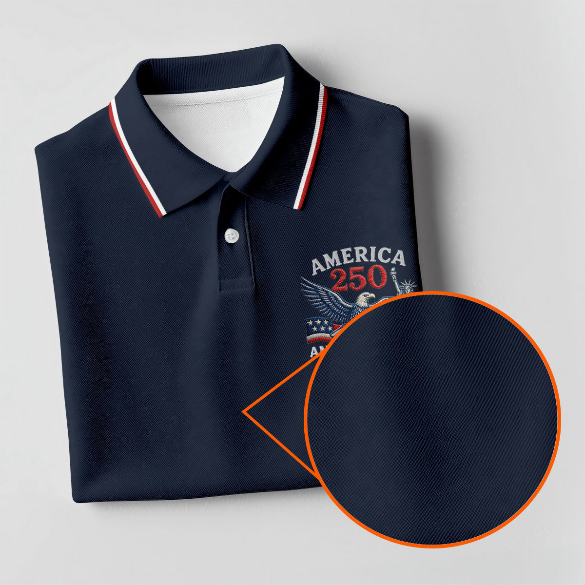 Faith Cross Bald Eagle America 250 Anniversary Navy Patriotic Golf Shirt, Golf Shirts For Men