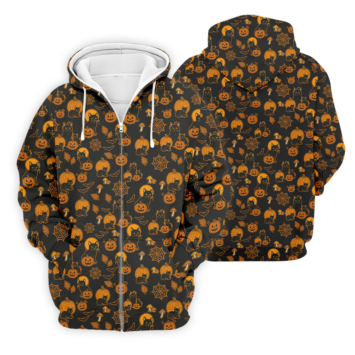 Black Cat Pumpkin Men Polo, Fun Golf Shirts For Men, Halloween Gift, Golfing Apparel