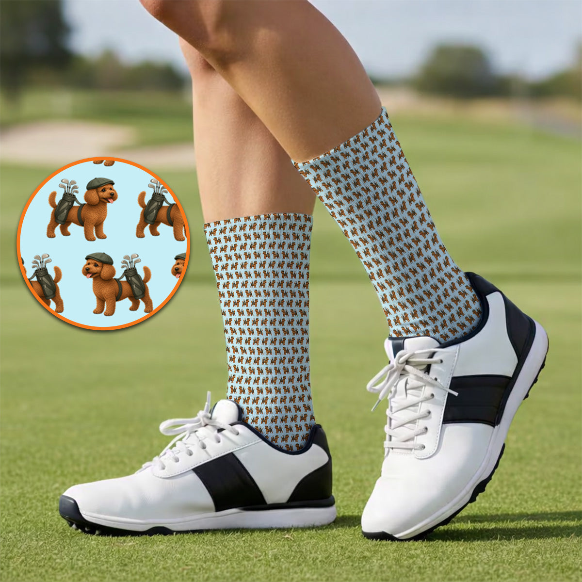 Funny Dog Pattern Golf Sock, Poodle Golf Socks, Golf Gift For Golfer