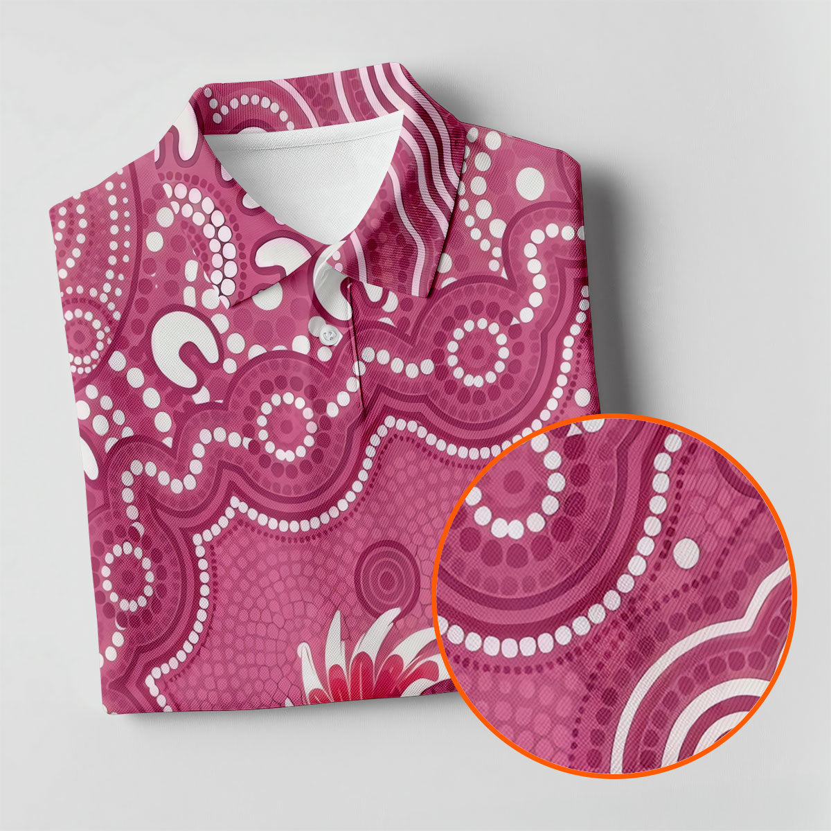 Pink Cockatoo Floral Aboriginal Art Polo Shirt, Hawaiian Golf Shirt, Golf Tops For Women