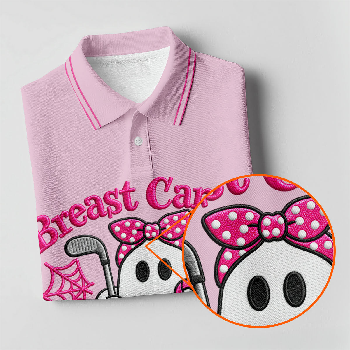 Breast Cancer Is Boo Sheet Ghost Polo Shirt, Men's Golf Shirt, Printed Golf Shirts