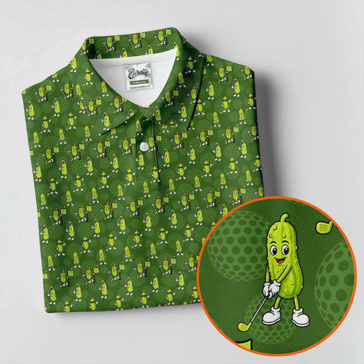 Funny Hole In One Pickle Golf Pattern Polo Shirt, Women’s Golf Polo, Golf Shirts For Women