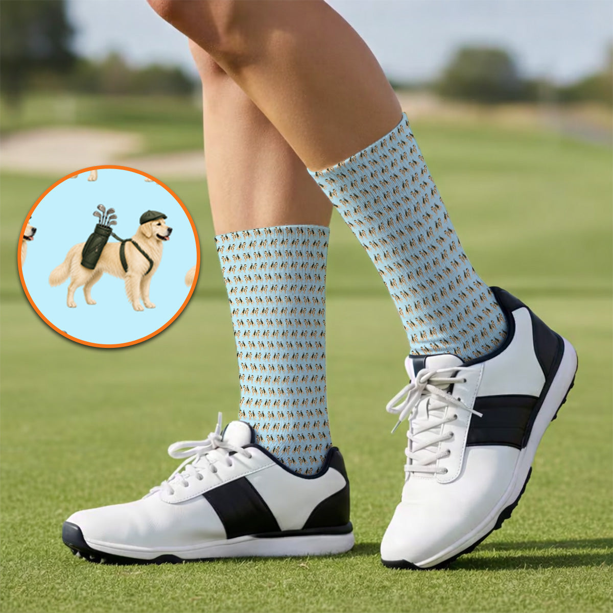 Golden Retriever Golf Sock, Funny Pattern Golf Socks, Golden Retriever Dad Gift