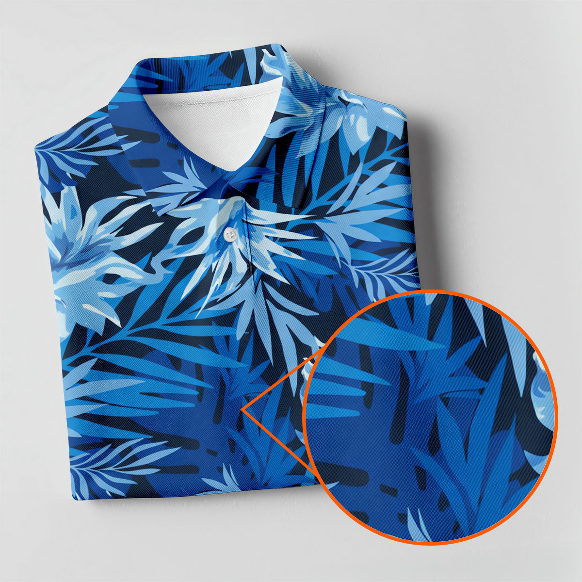 Blue Tropical Hibiscus Floral Golf Shirt, Mens Polo Shirts, Golf Apparel For Men