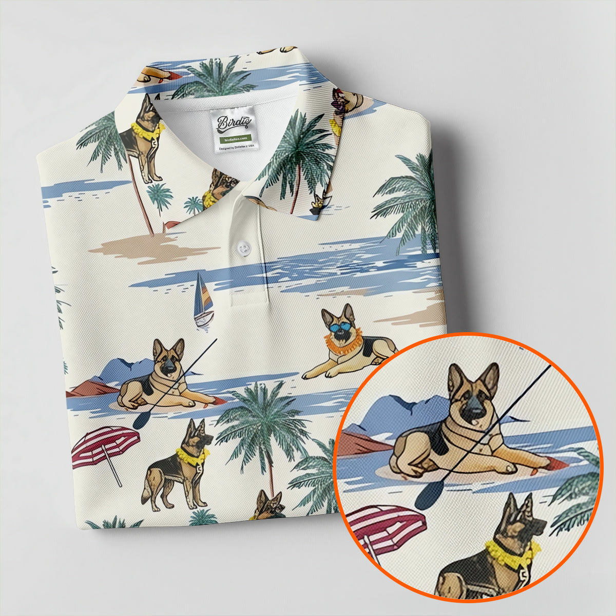 German Shepherd Beach Vacation Golf Polo Shirt, Women’s Golf Polo, Ladies Golf Shirts