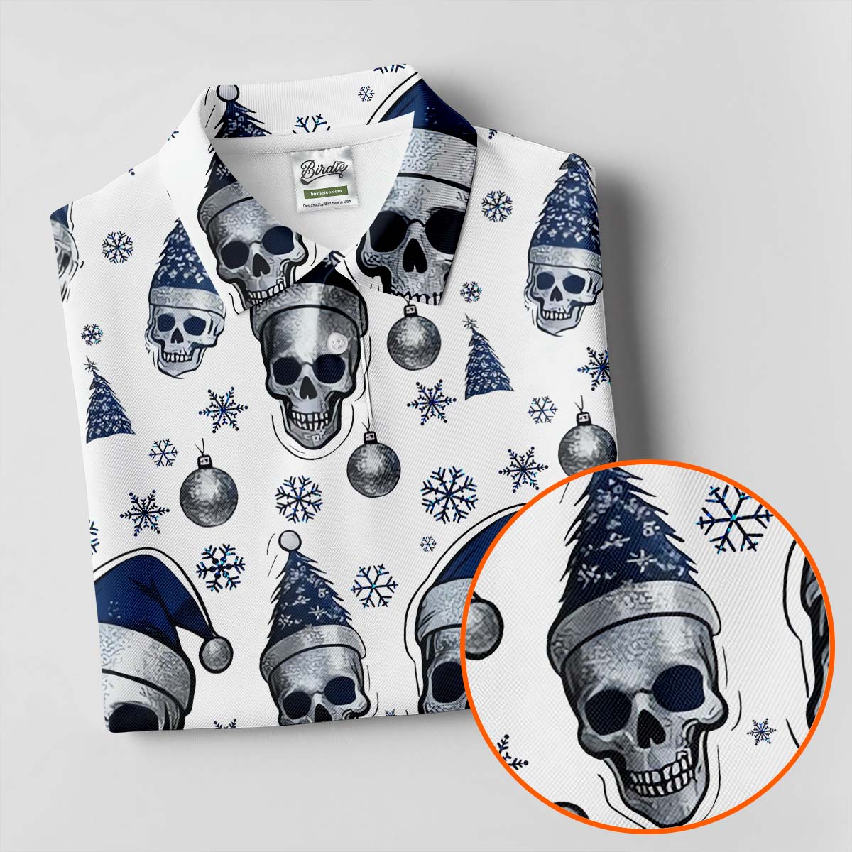 Vintage Skull Christmas Golf Shirt, White Polo Women, Cool Golf Gift, Ladies Golf Shirts, Golfing Apparel