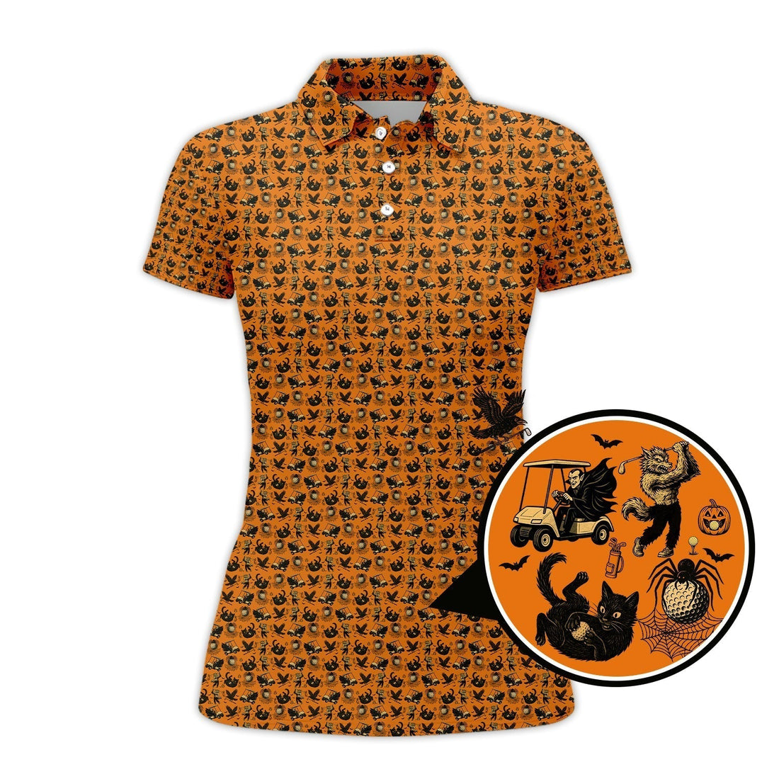 Funny Pattern Golf Shirt, Halloween Golf Shirt For Golfer, Golf Gift For Men