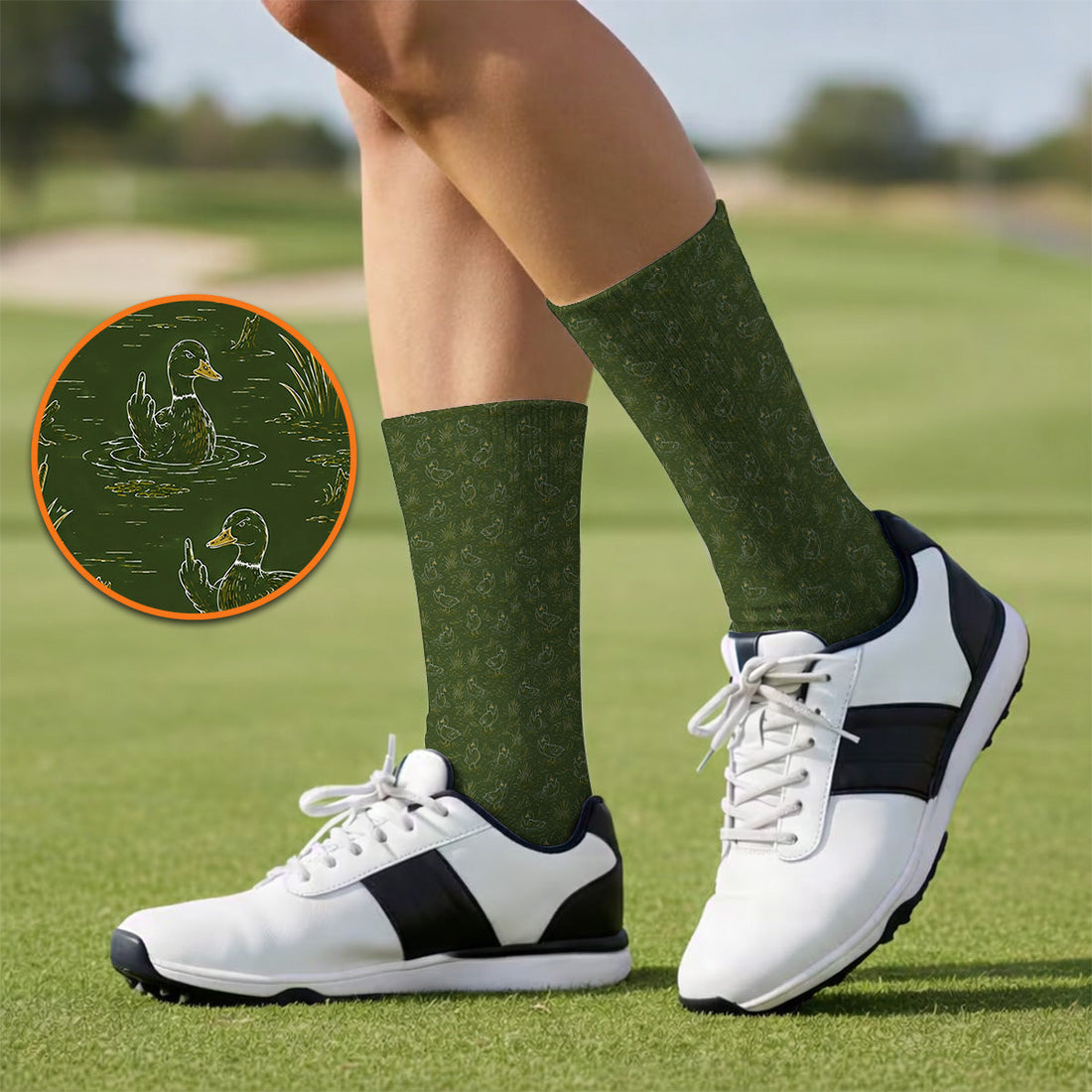 Funny Duck Hunting Golf Socks, Vintage Waterfowl Pattern Golf Sock, Golf Gift For Golfer