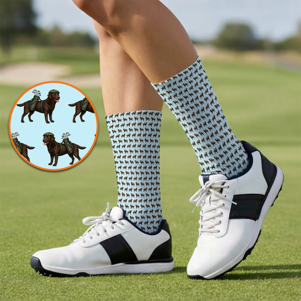 Chocolate Labrador Golf Crew Socks, Funny Dog Golf Socks, Labrador Lover Gift