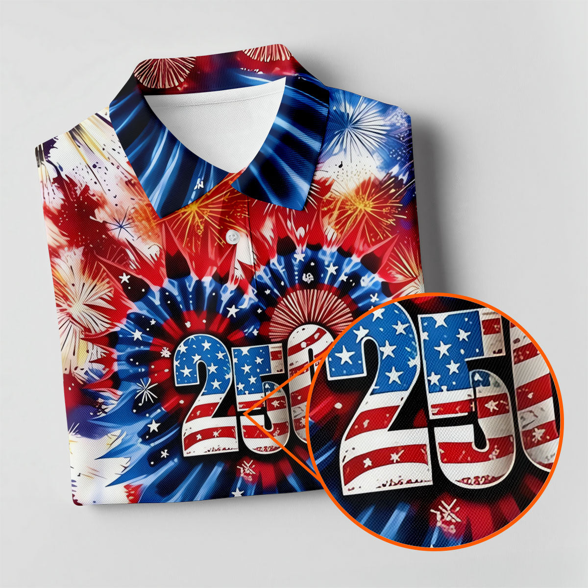 250 Years Red White Blue Tie Dye Print Patriotic Golf Shirt, 4th Of July Golf Shirts For Men