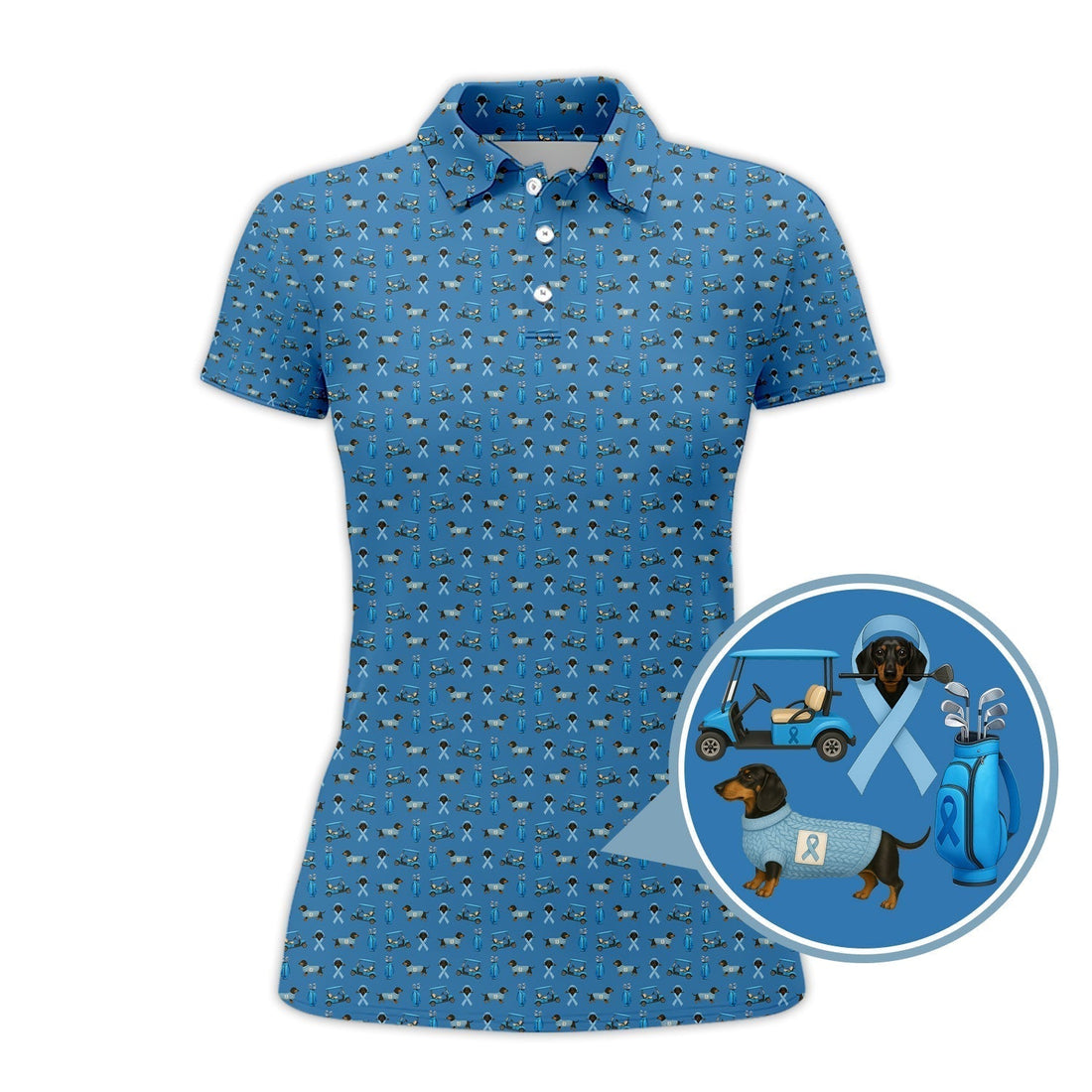 Funny Pattern Golf Shirt, Dachshund Golf Shirt, Prostate Cancer Golf Shirt For Men