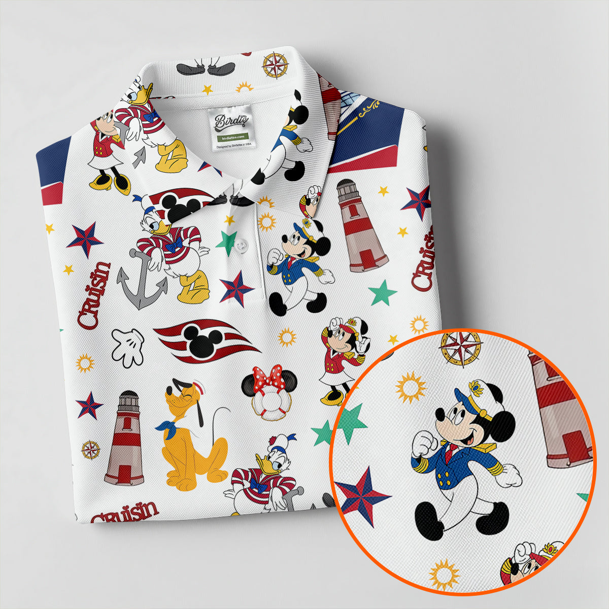 Cartoon Cruise Vacation Pattern Golf Polo Shirt, Golf Shirts For Women, Women’s Golf Polo