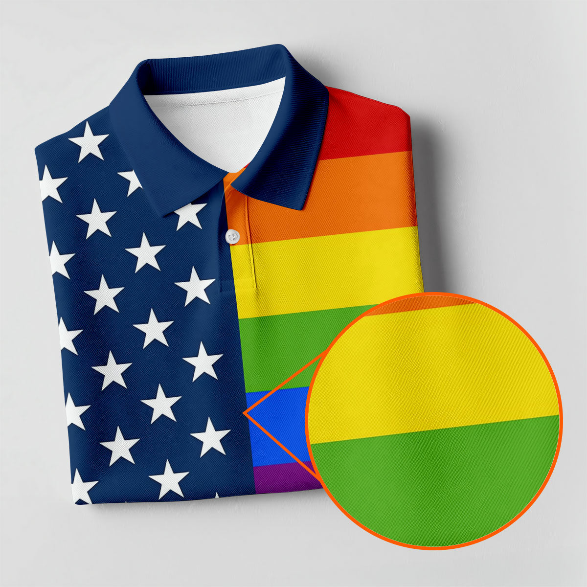 Gay Pride American Flag Ladies Golf Tops, Pride Month Golf Shirt For Women