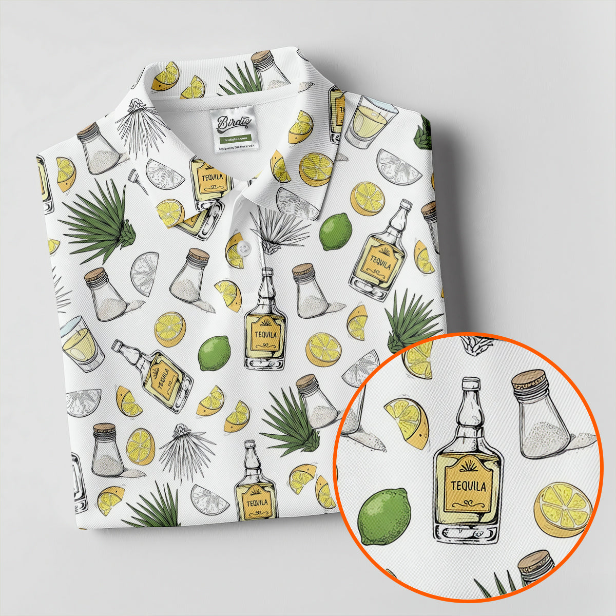 Tequila Lime Salt Cinco De Mayo Celebration Golf Tops For Men, Drinking Party Polo Shirts For Men