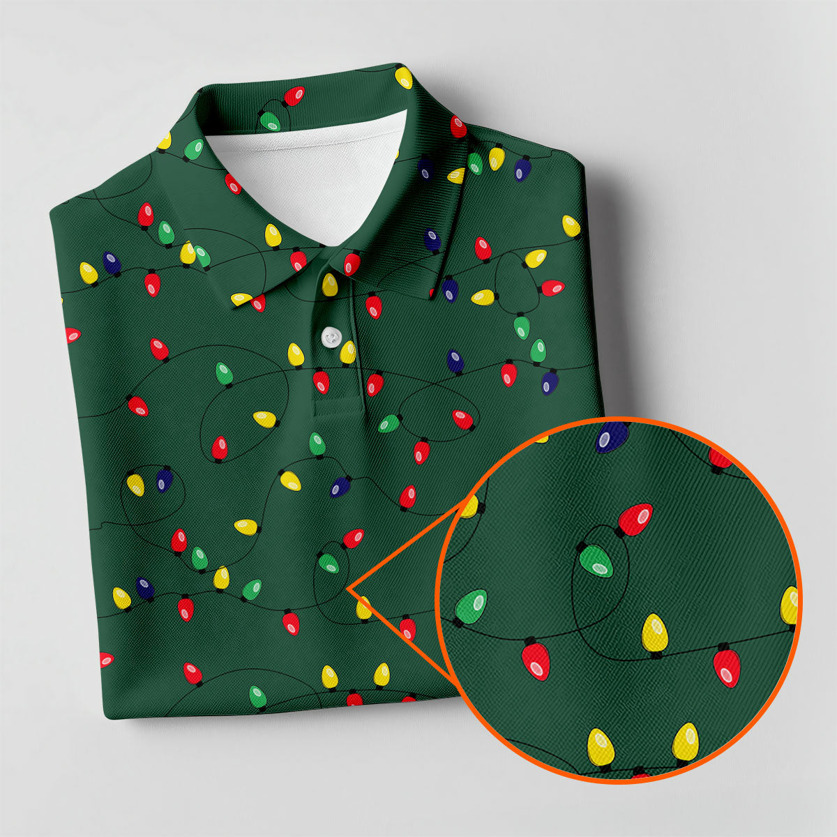 Christmas Colorful Lights Green Golf Shirt, Christmas Golf Shirt, Polo Shirts For Men, Golf Gift For Men