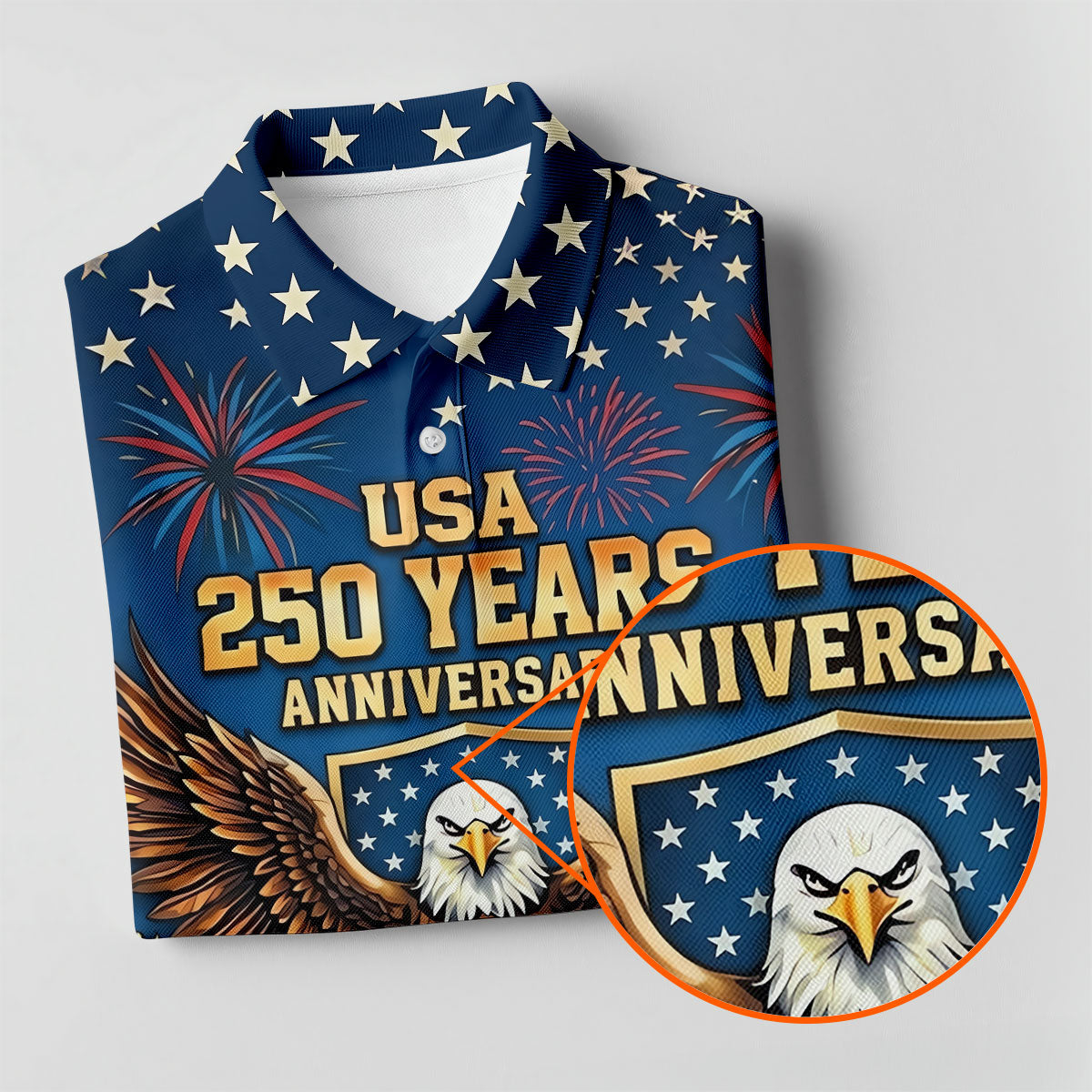 USA 250 Years Stars And Stripes Bald Eagle Golf Shirt, Patriotic 4th Of July Golf Shirts For Men