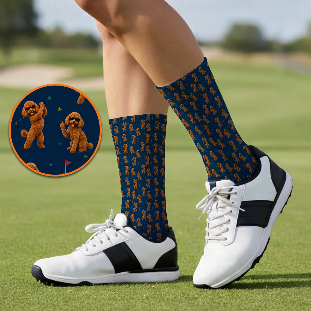 Funny Poodle Pattern Golf Socks, Cool Poodle Dog Golf Sock, Perfect Golf Gift For Golfer