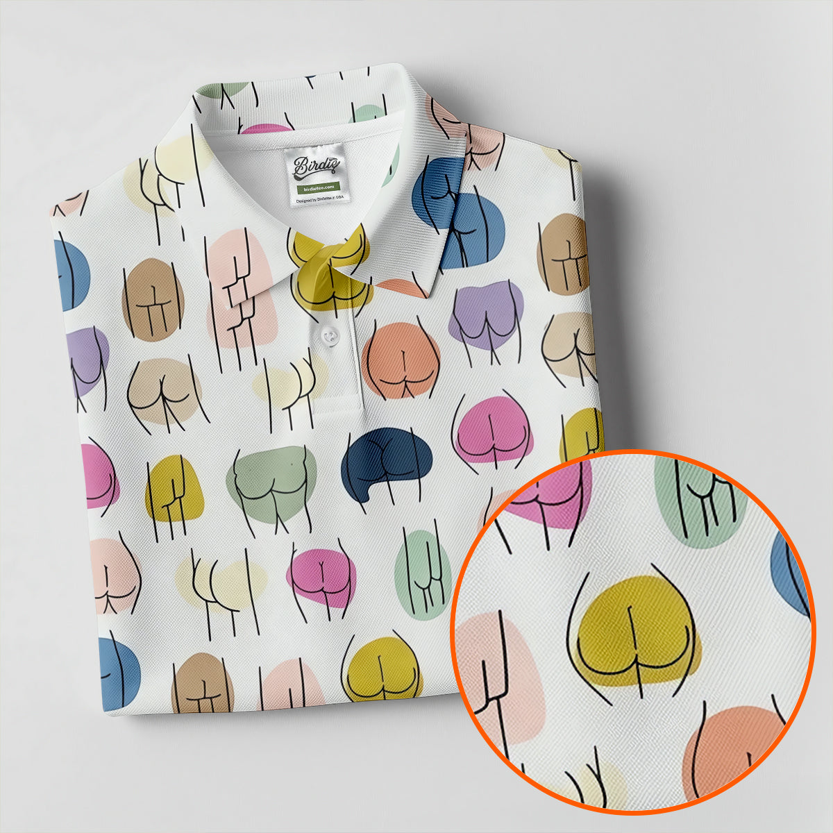 Funny Colorful Butt Pattern Golf Polo Shirt, Golf Shirts For Women, Women's Golf Apparel