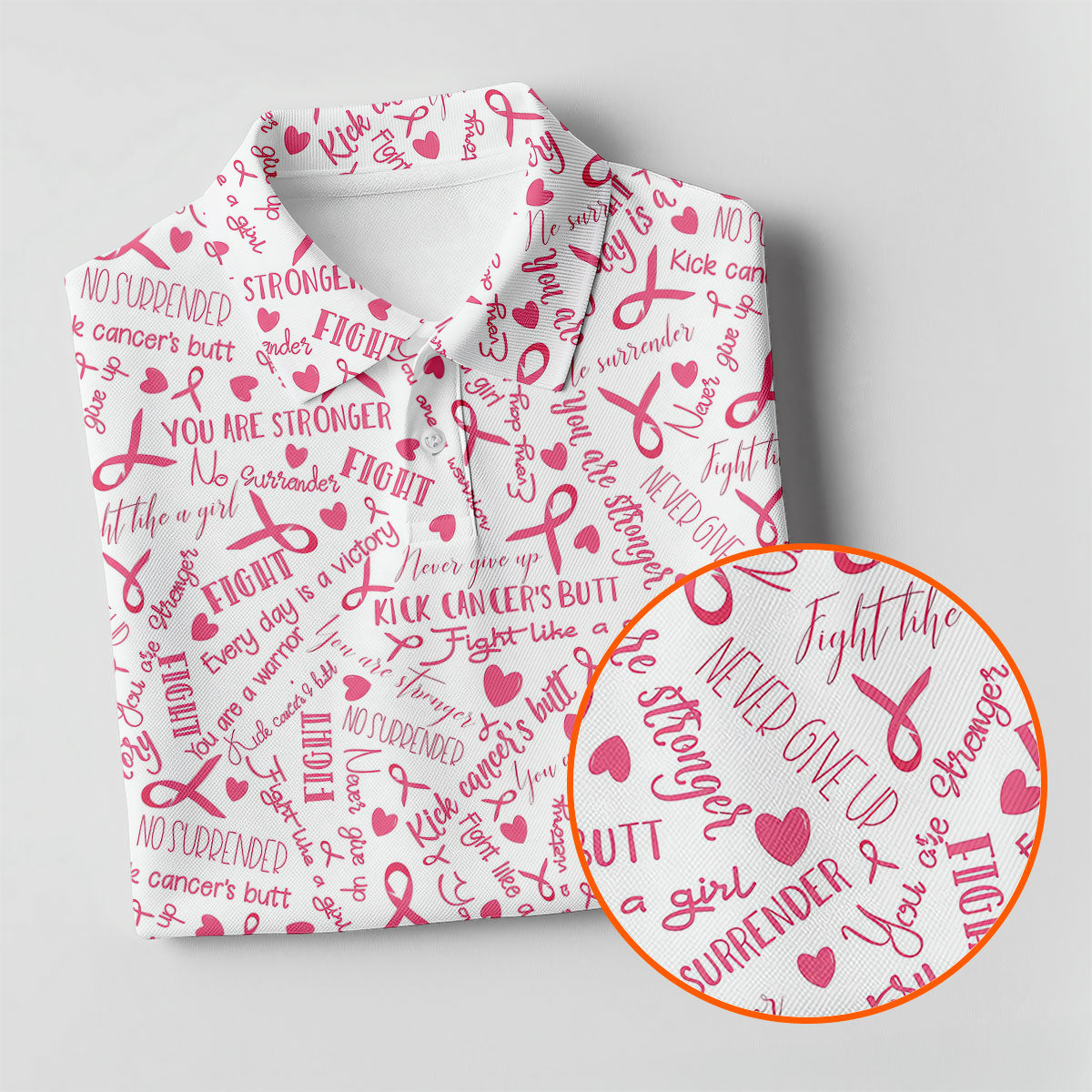 Never Give Up Breast Cancer Quote Polo Shirt, Ladies Golf Shirt, Women's Golf Tops