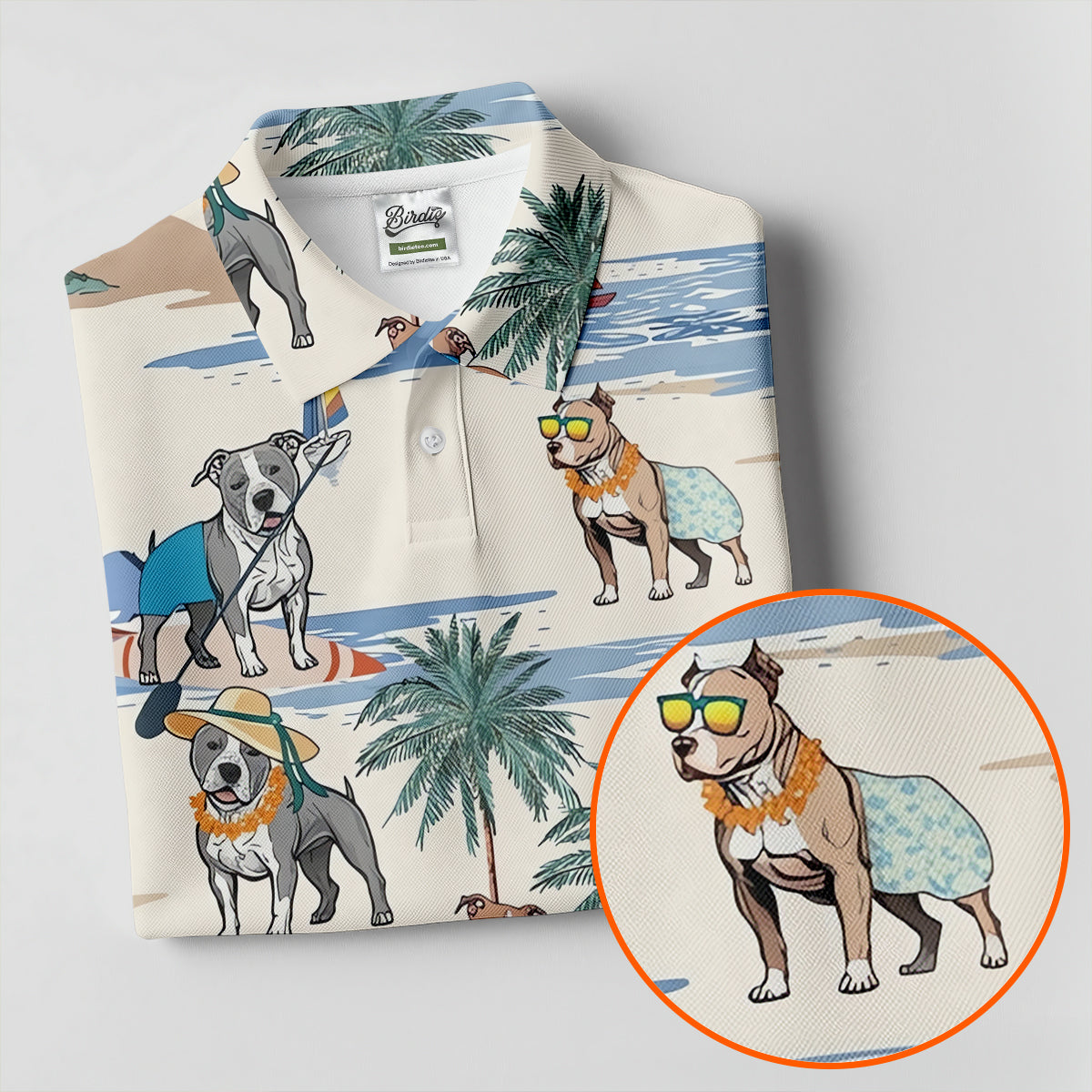 Pit Bull Beach Vacation Tropical Golf Polo Shirt, Golf Shirts For Women, Women's Golf Apparel