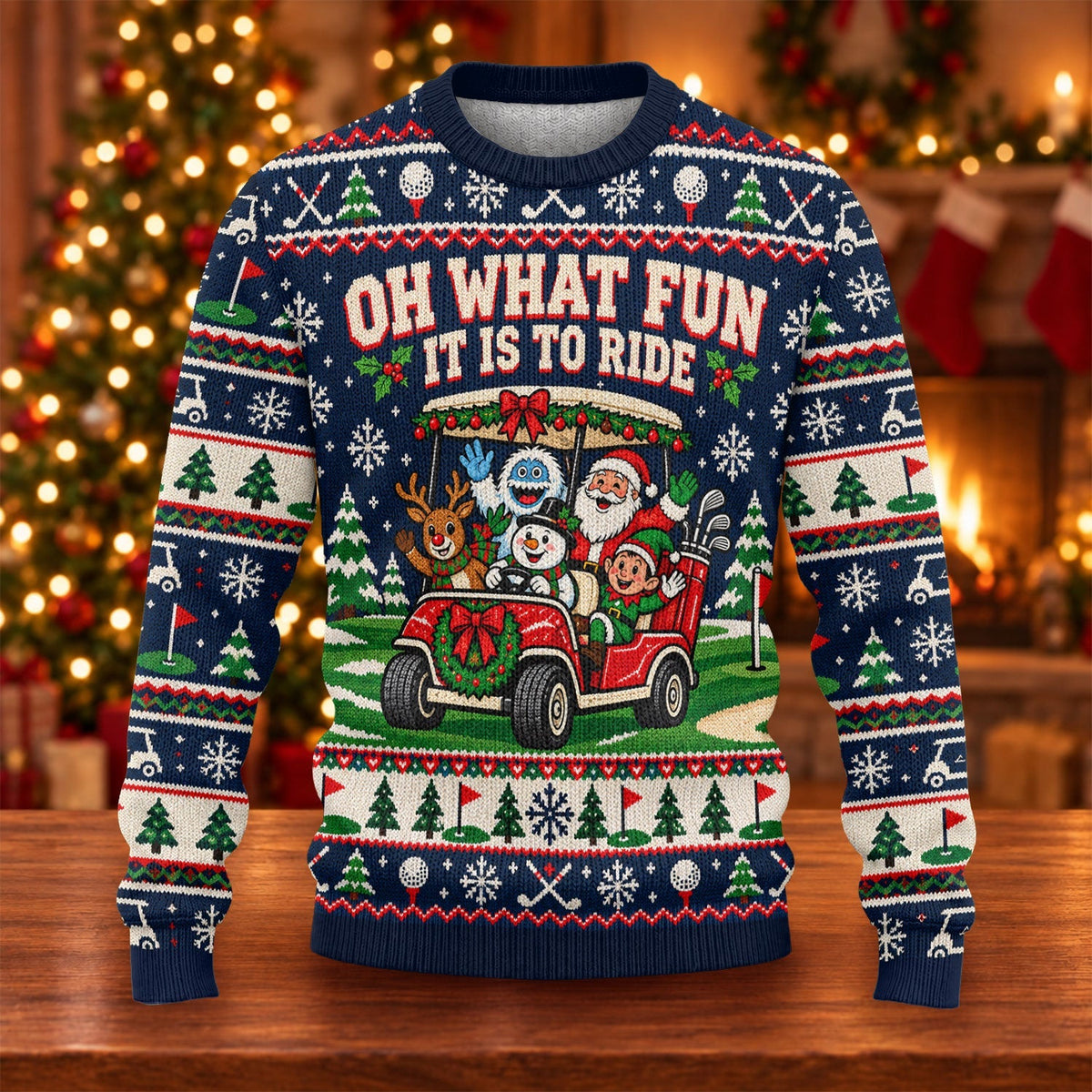 Oh What Fun It Is To Ride Ugly Christmas Sweater, Golf Lover Gifts, Funny Xmas Gifts
