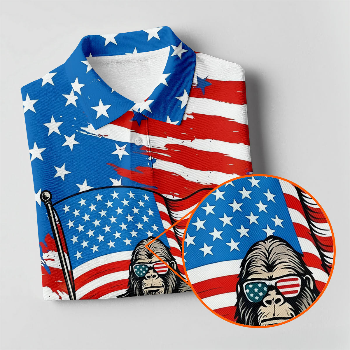 Bigfreedom Red White Blue Patriotic Bigfoot 4th Of July Golf Shirt, 250 Years Golf Shirts For Men