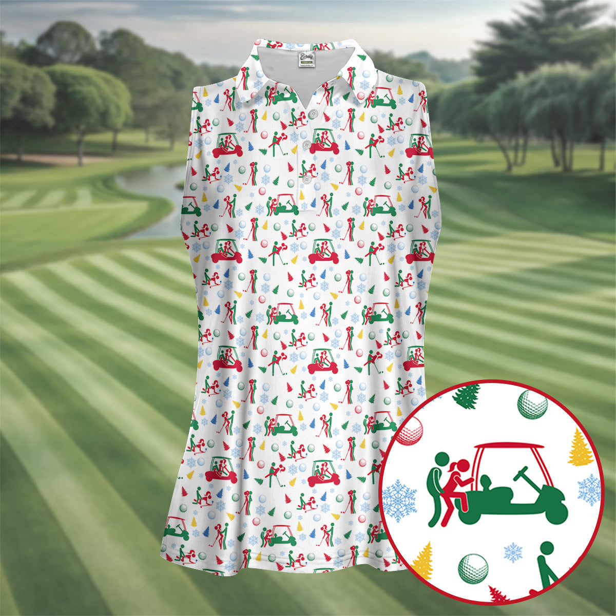 Funny Cheeky Golf Cart Christmas Golf Shirt, Women’s Golf Polo, Women’s Golf Apparel