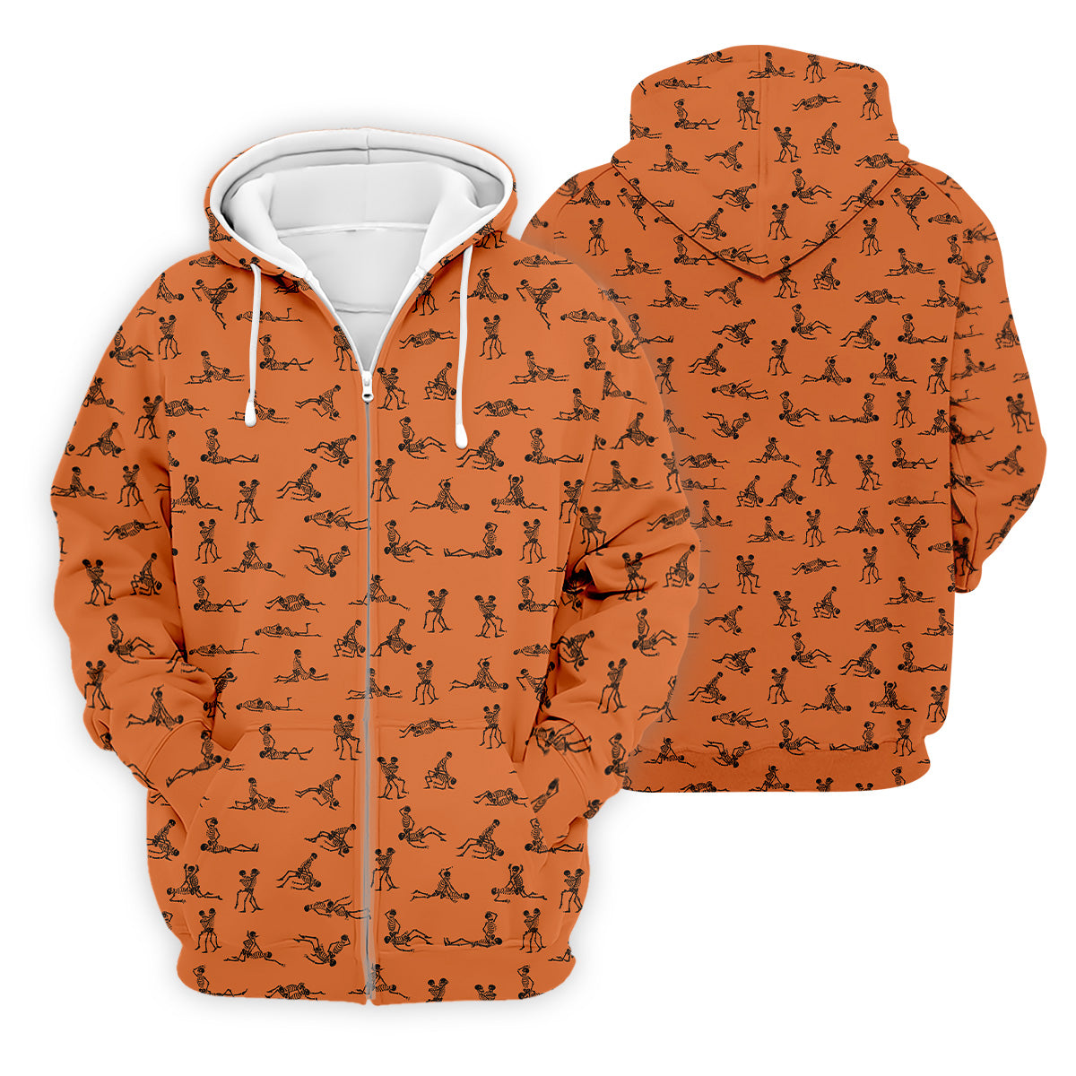 Orange And White Funny Skeleton Golf Shirt, Halloween Gift Idea, Fun Golf Shirts For Men, Polo For Men
