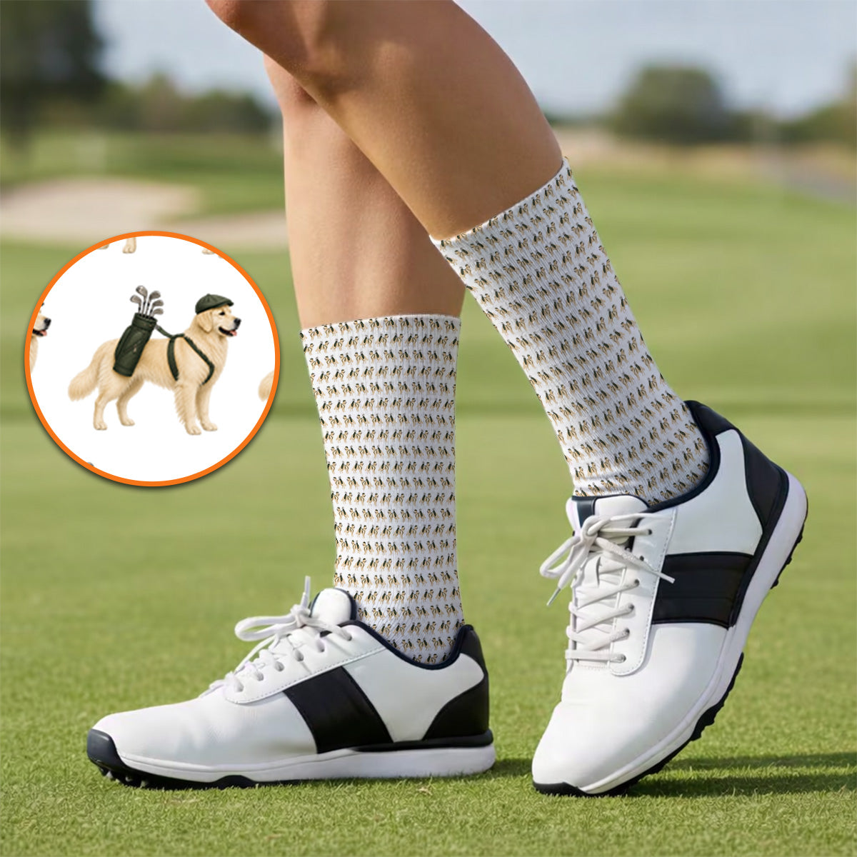 Golden Retriever Golf Sock, Funny Pattern Golf Socks, Golden Retriever Dad Gift