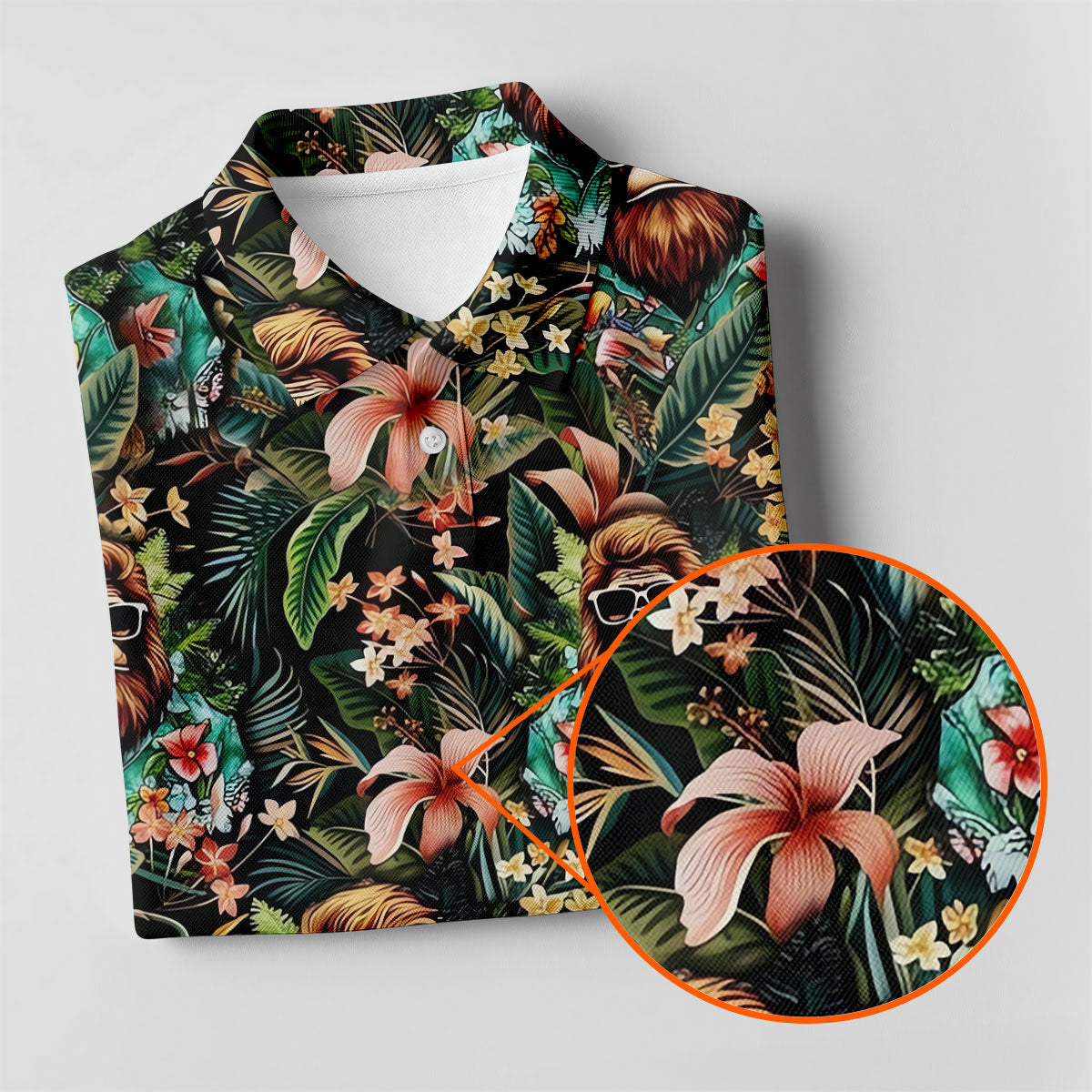 Bigfoot Hawaiian Tropical Golf Shirt, Funny Sasquatch Golf Shirt For Women