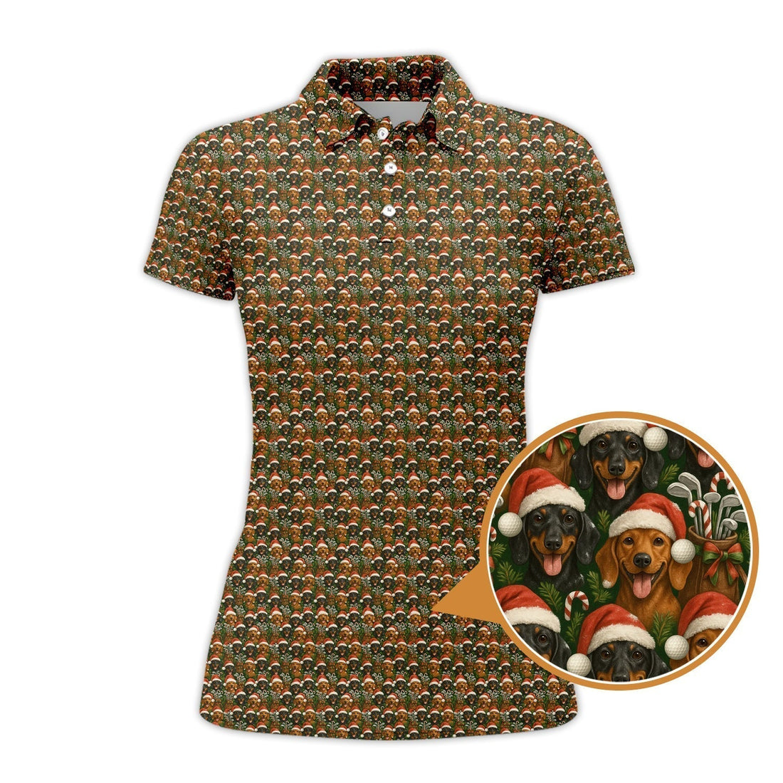Dachshund Golf Shirt For Men, Christmas Pattern Golf Shirt, Funny Golf Shirt For Golfer