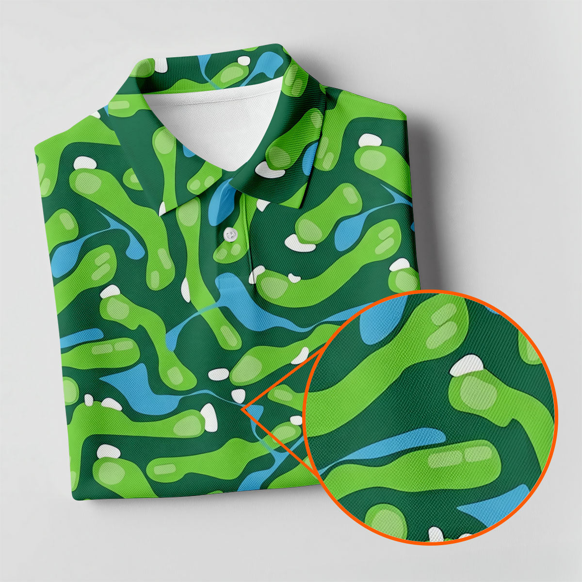 Golf Course Layout Golf Shirt, Fairway Water Hazard Pattern, Golf Shirt For Women