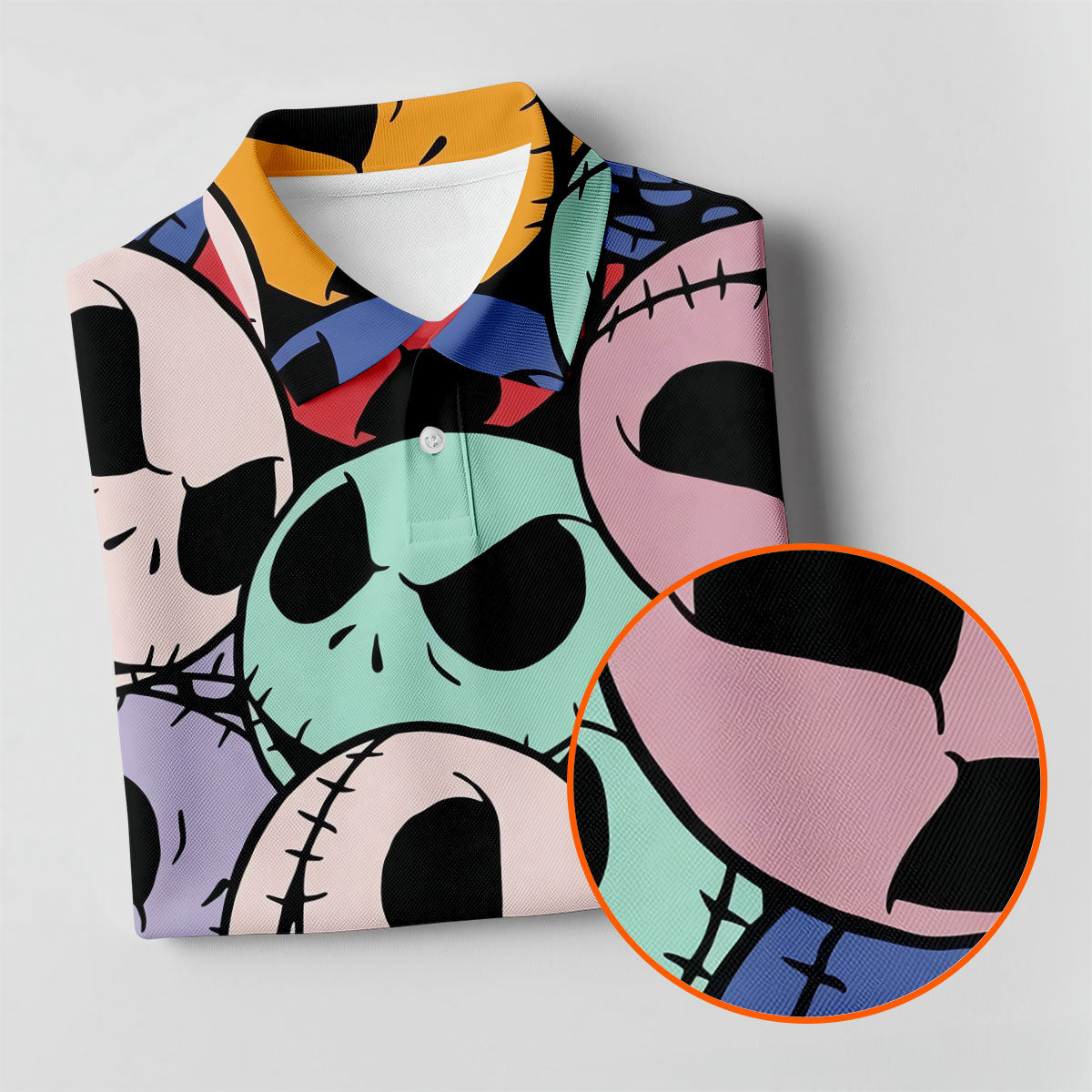 Colorful Cartoon Skull Halloween Golf Polo Shirt, Women’s Golf Polo, Ladies Golf Tops