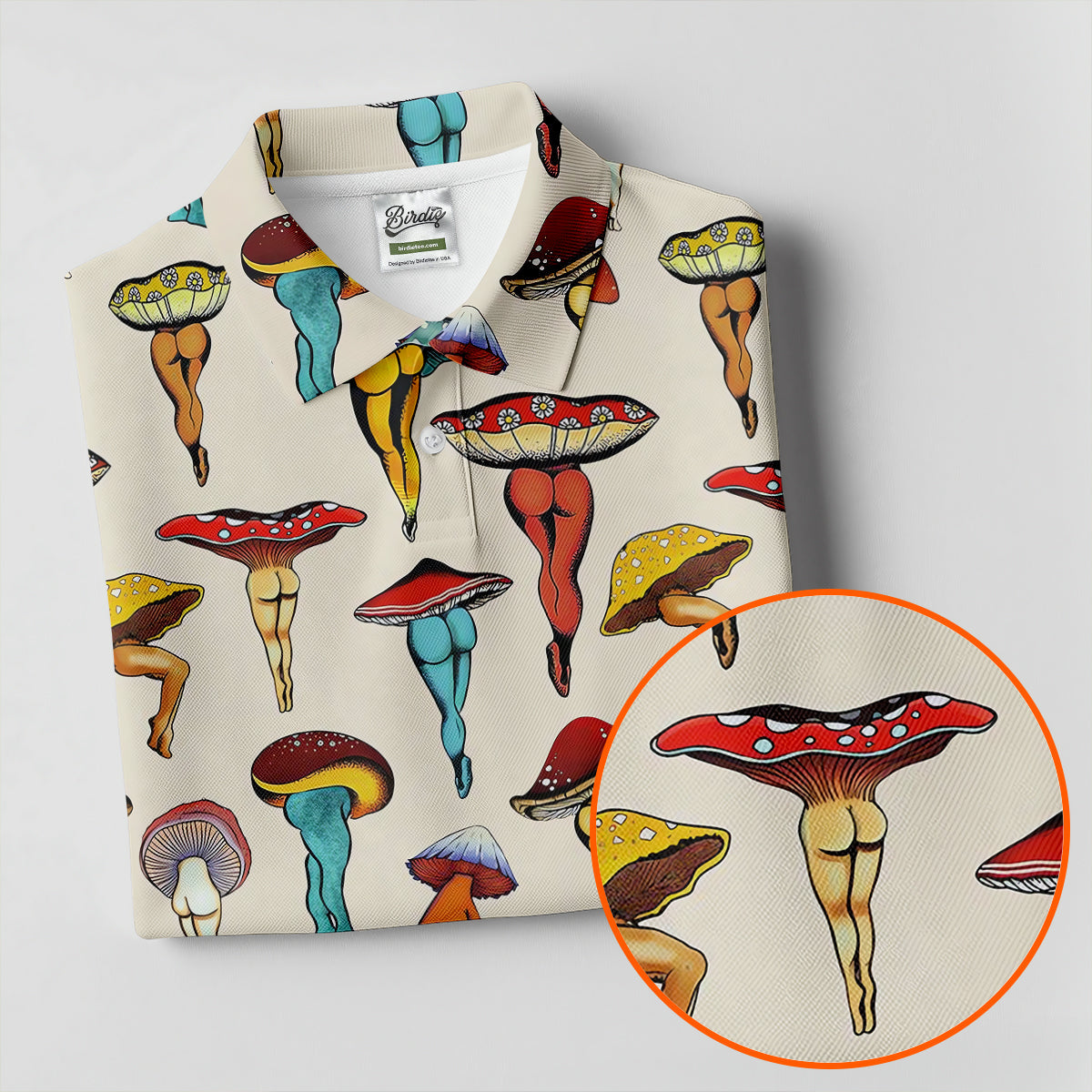 Funny Mushroom Legs Pattern Golf Polo Shirt, Golf Shirts For Women, Women’s Golf Polo