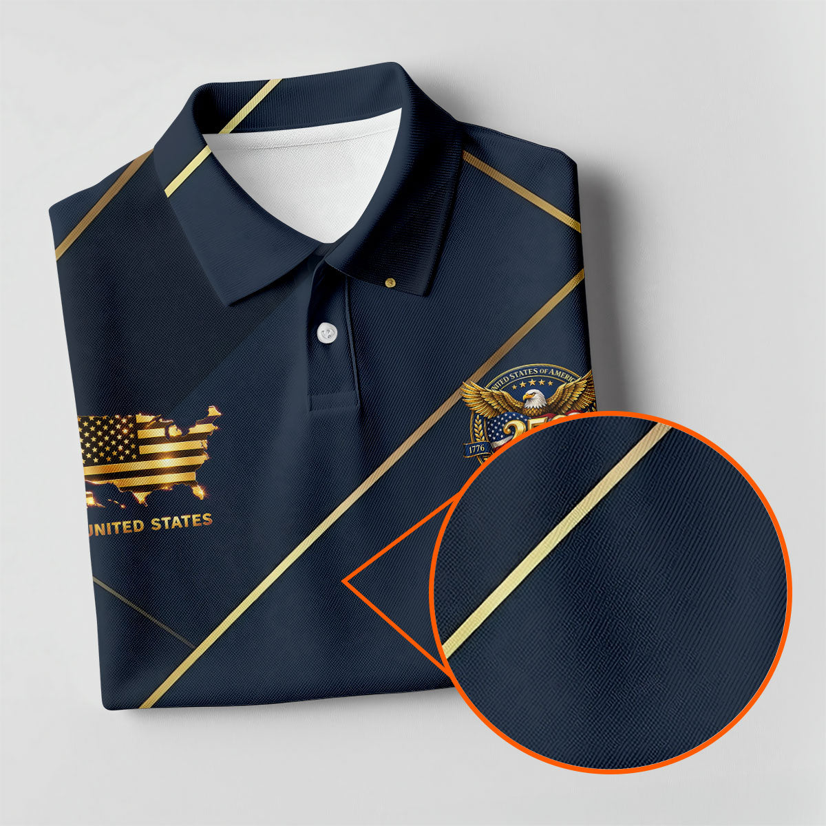 Bald Eagle 250 Years Anniversary Navy Patriotic Golf Shirt, 4th Of July Golf Shirts For Men