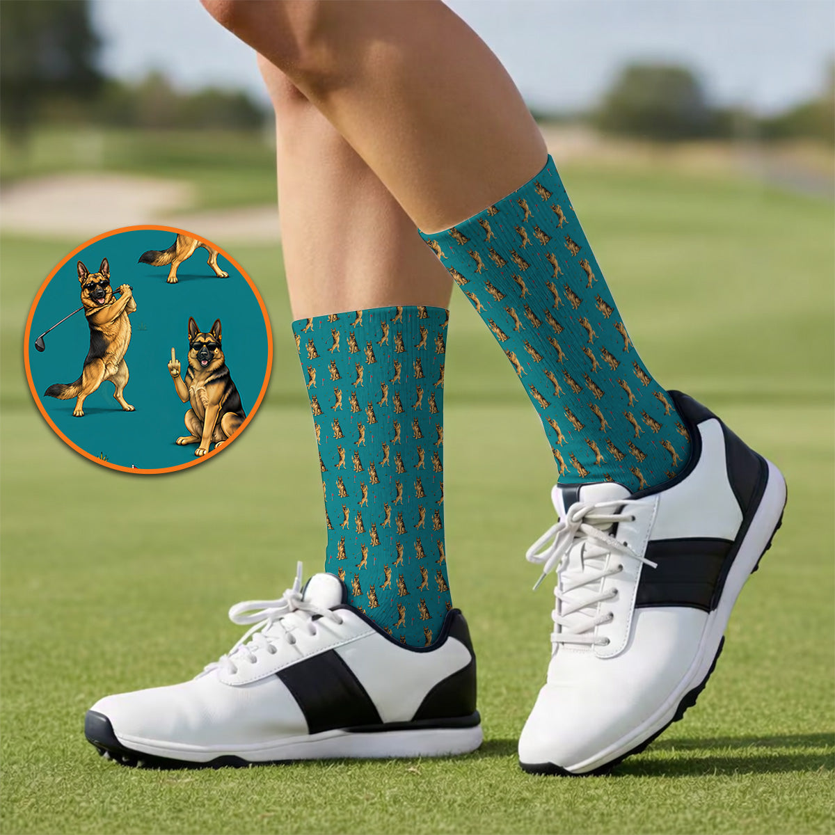 Funny German Shepherd Golf Socks, Dog Lover Pattern Golf Sock, Golf Gift For Golfer