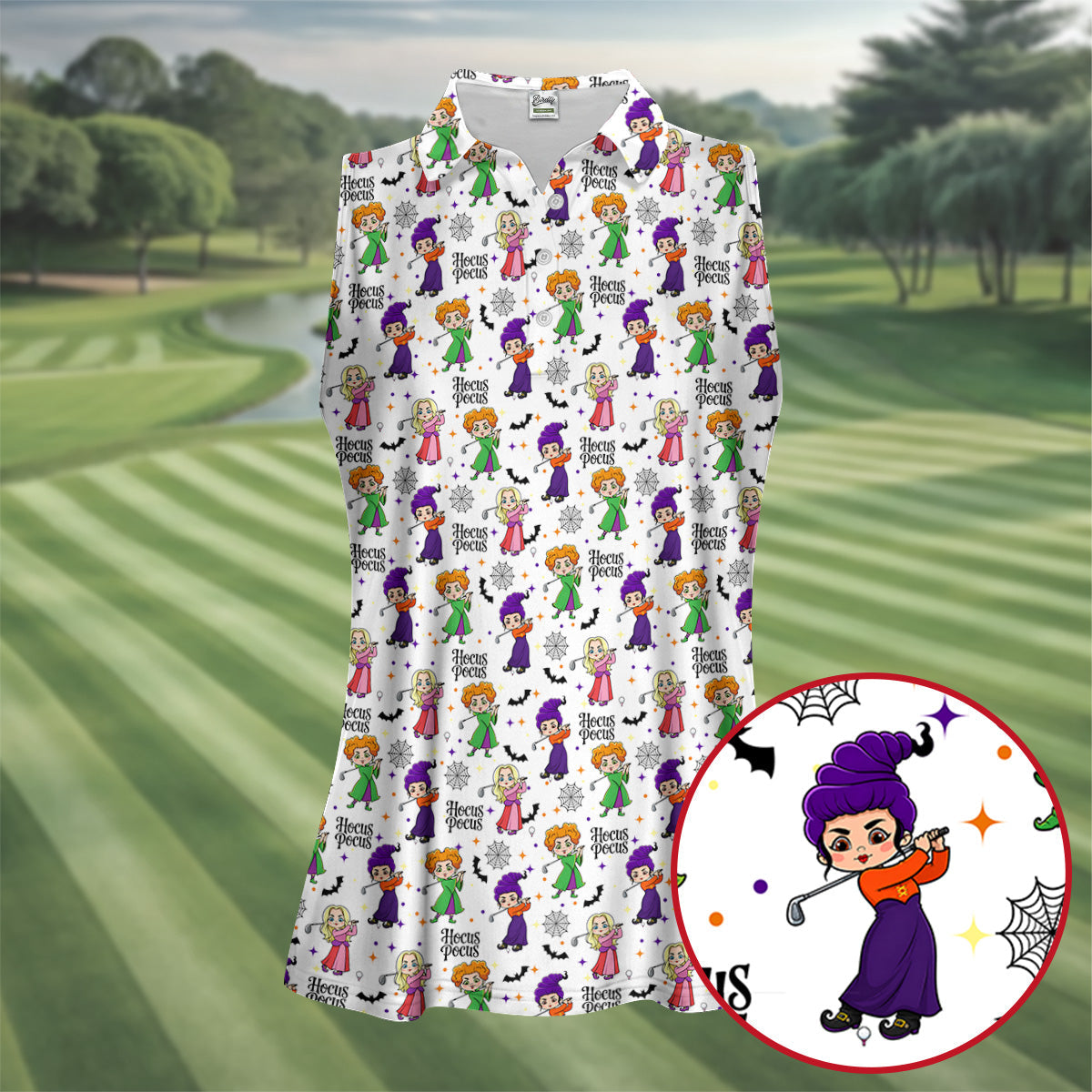 Hocus Pocus Horror Character Polo Shirt, Halloween Tops For Women, Women's Golf Polo