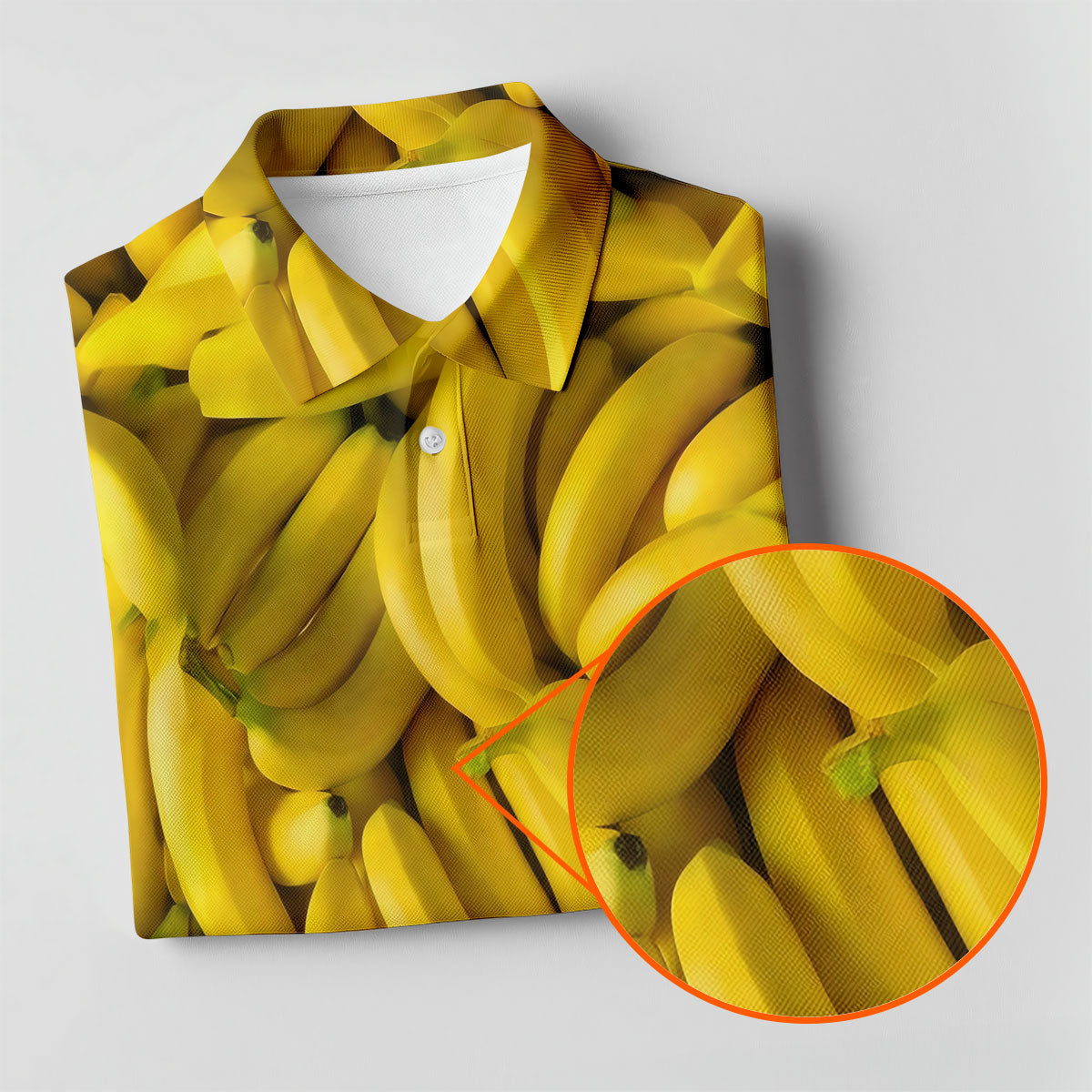 Realistic Banana Print Hawaiian Golf Shirt, Polo Shirts For Men, Mens Golf Apparel