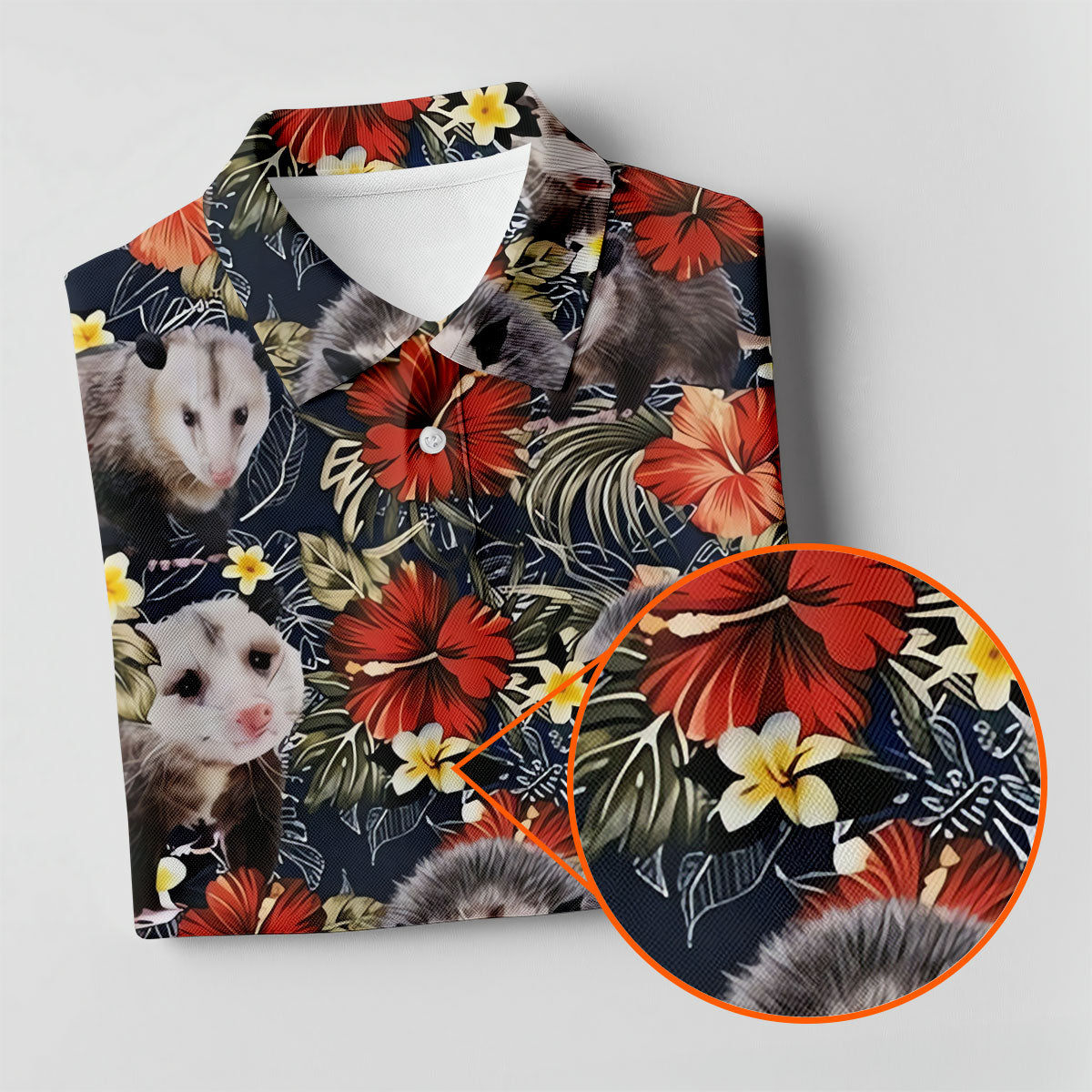 Cute Possums Hibiscus Flowers Golf Polo, Island Foliage Hawaiian Golf Shirt, Golf Tops For Women, Golfing Apparel