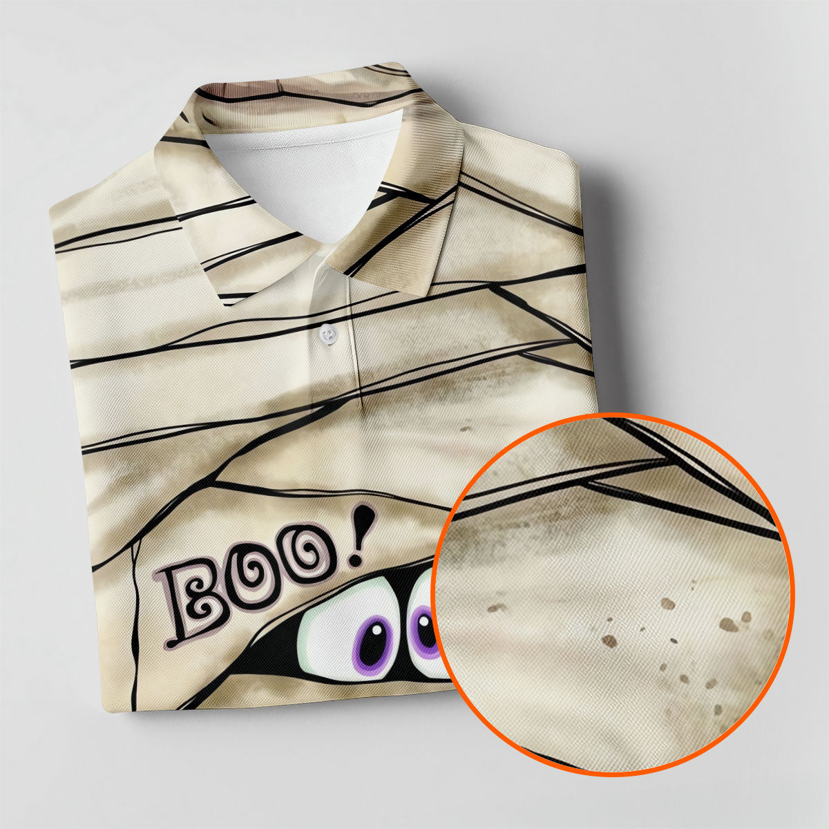 Cute Mummy Peeking Eyes BOO Halloween Golf Polo Shirt, Womens Golf Polo, Ladies Golf Shirts