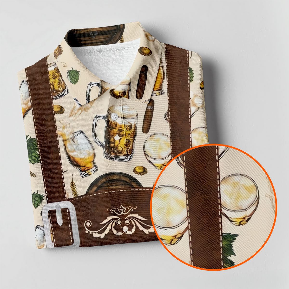 Oktoberfest Lederhosen Beer Pattern Golf Polo Shirt, Hawaiian Golf Shirt, Women’s Golf Polo