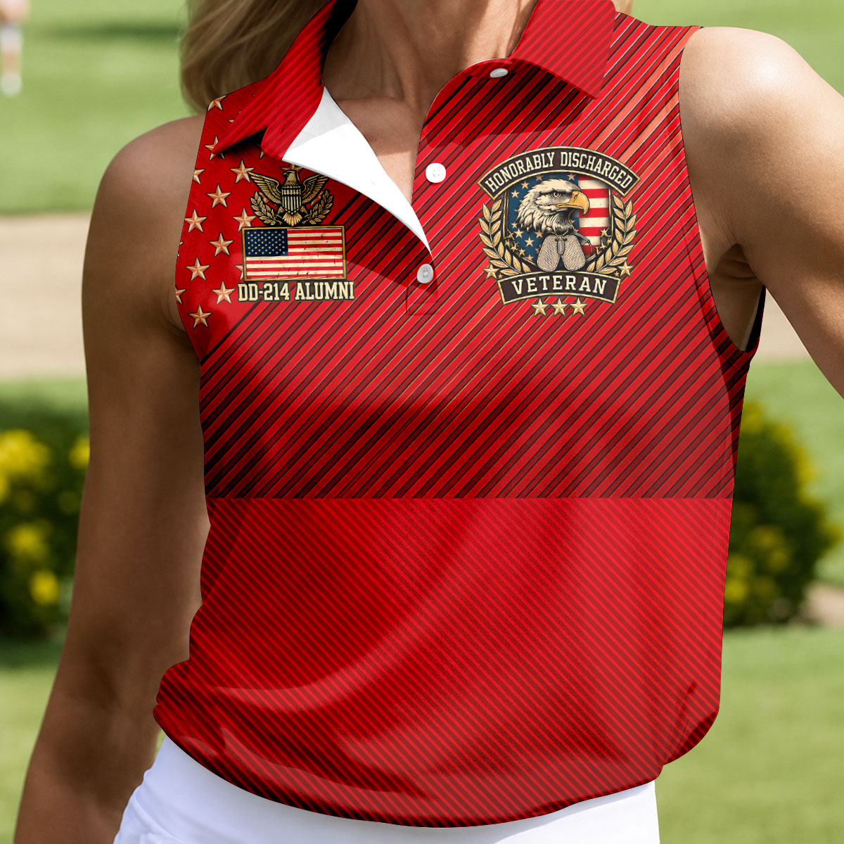 Veterans Day USA Eagle Emblem Polo Shirt, Golf Shirts For Women, Womens Golf Tops