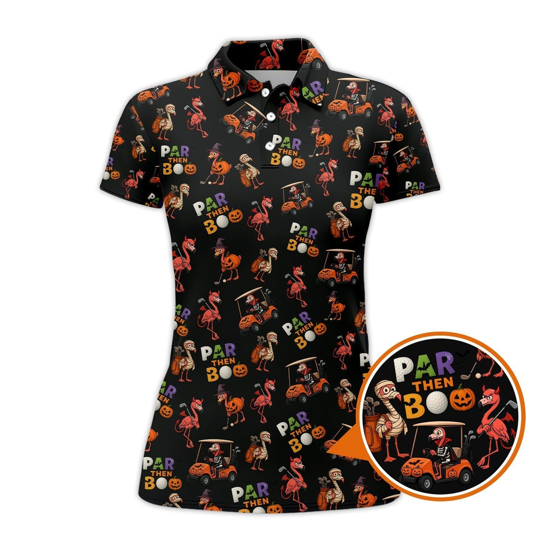 Funny Pattern Golf Shirt, Flamingo Golf Shirt, Halloween Golf Shirt For Golfer