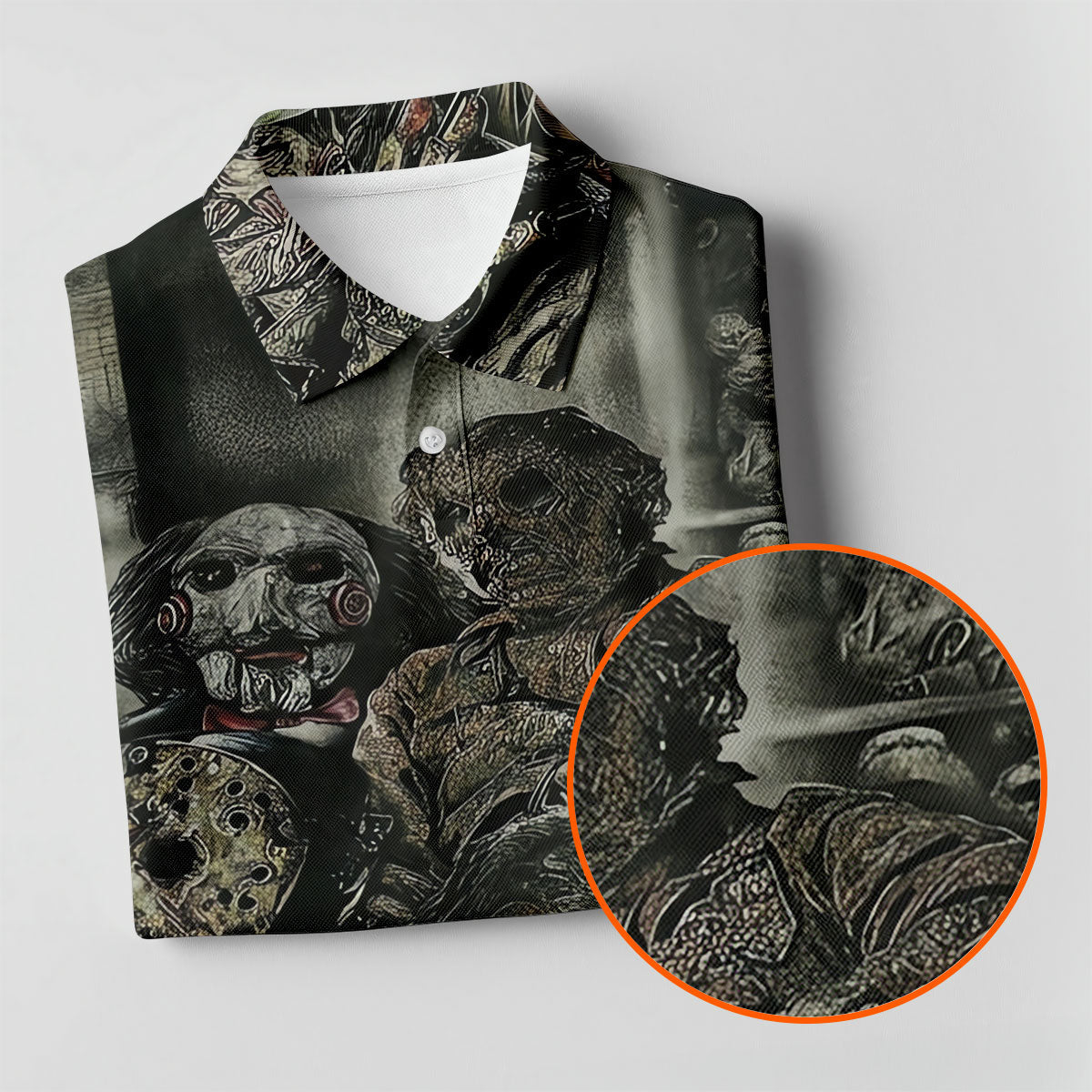 Horror Character Collage Golf Polo Shirt, Men's Golf Polo, Hawaiian Golf Shirt