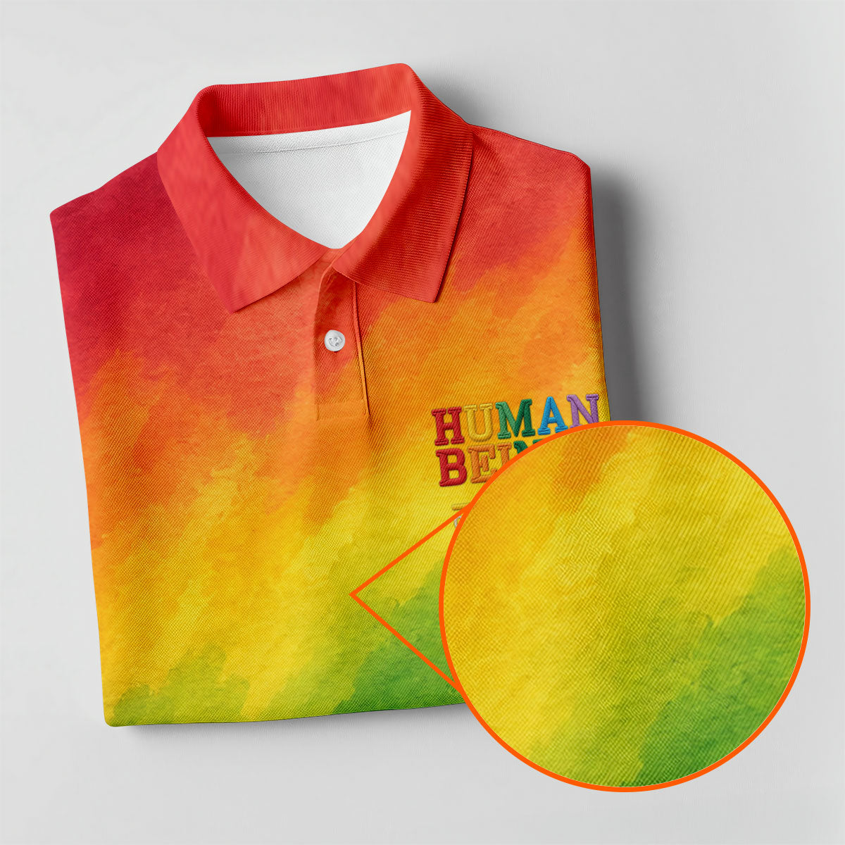 Human Beings LGBT Rainbow Golf Tops For Men, LGBT Pride Month Gradient Watercolor Polo Shirts For Men