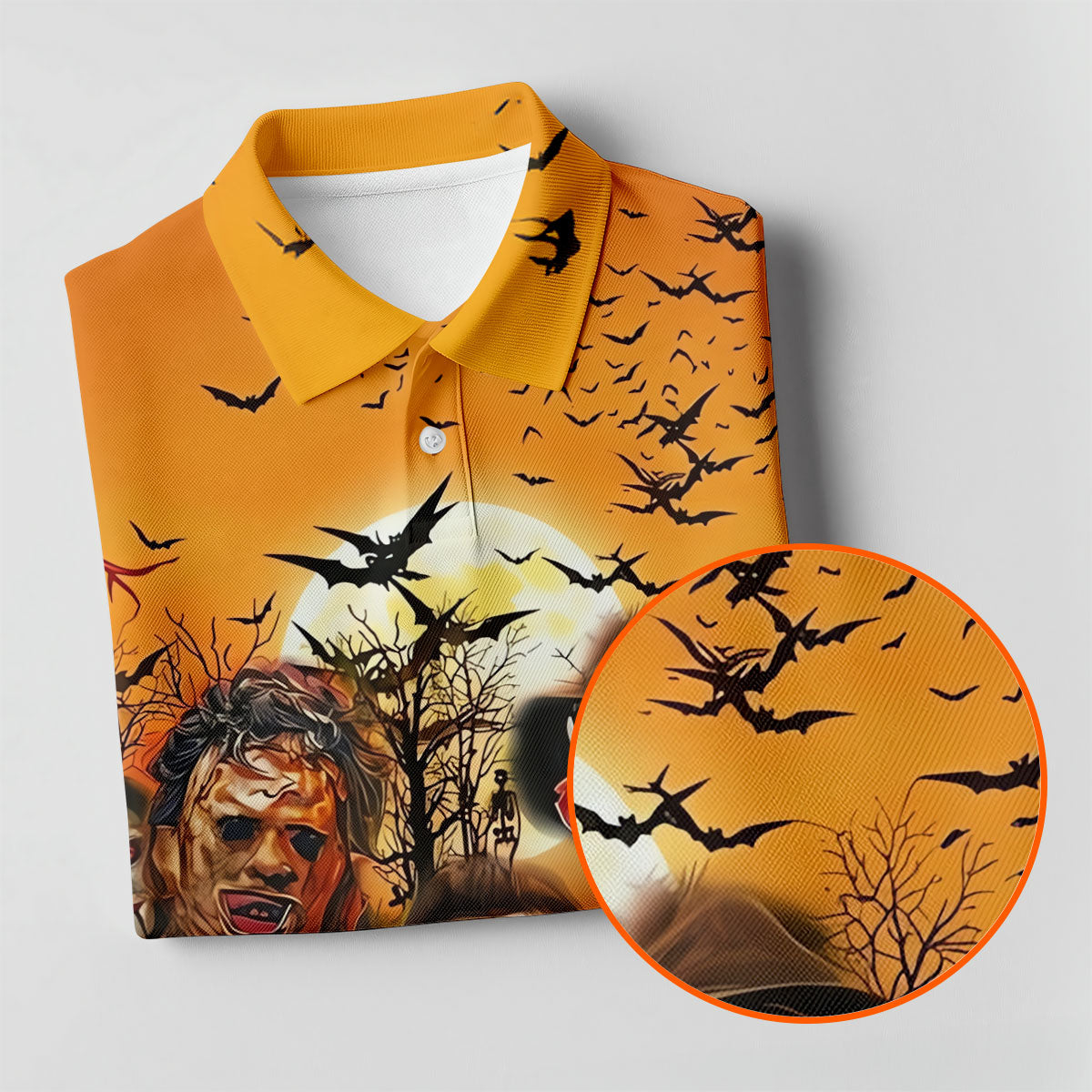 Halloween Horror Character Sunset Hawaiian Golf Shirt, Men's Golf Shirt, Printed Golf Shirts