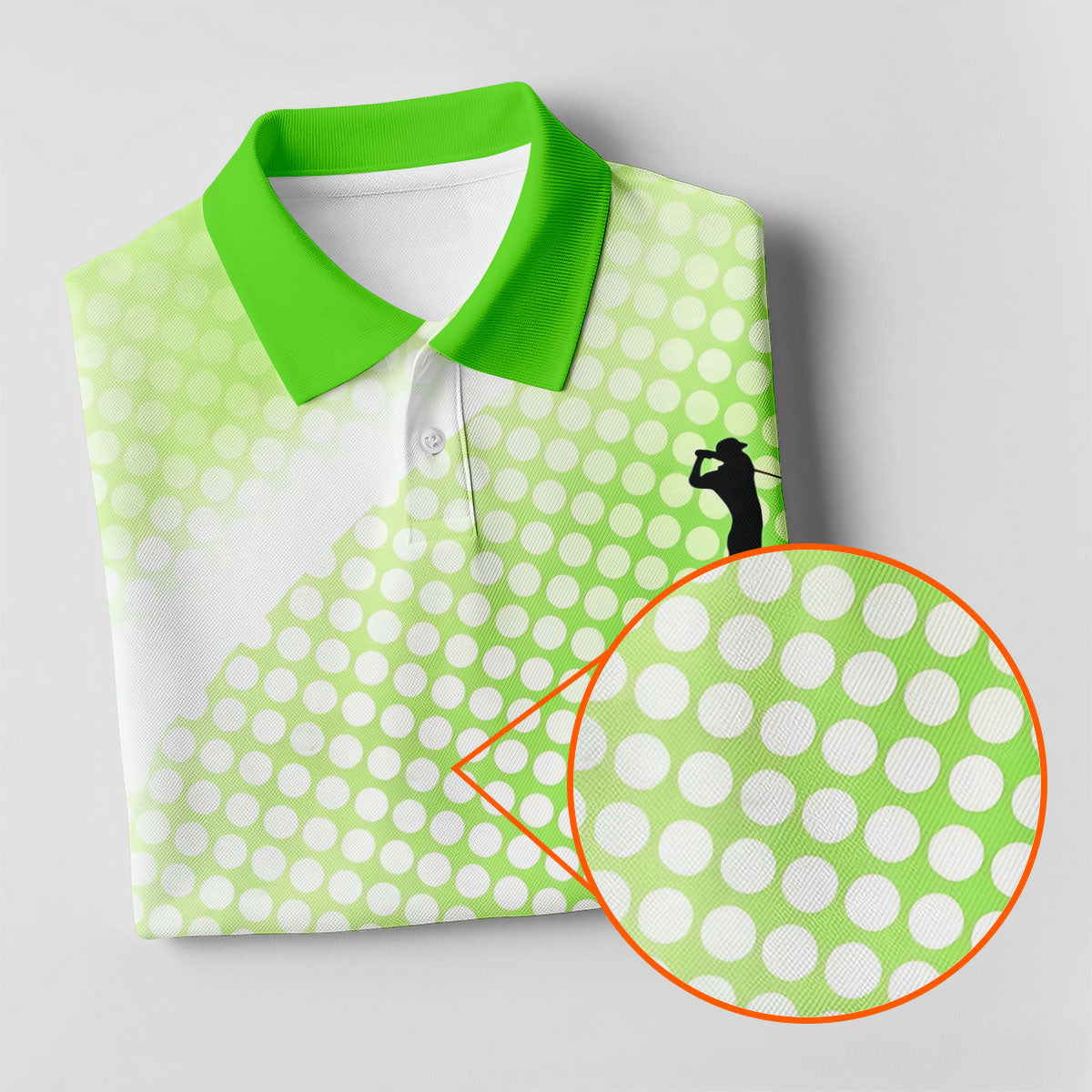 Green White Gradient Polka Dot Golf Shirt, Women's Golf Tops, Ladies Golf Polos