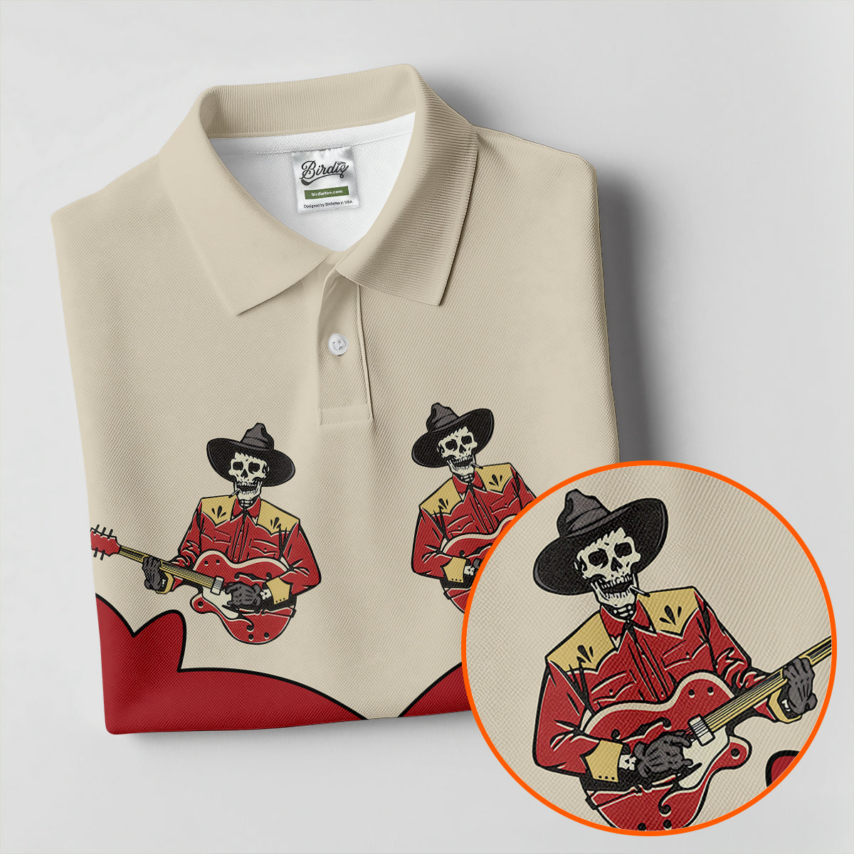 Western Skeleton Guitar Golf Polo Shirt, Women's Golf Polo, Golf Shirts For Women